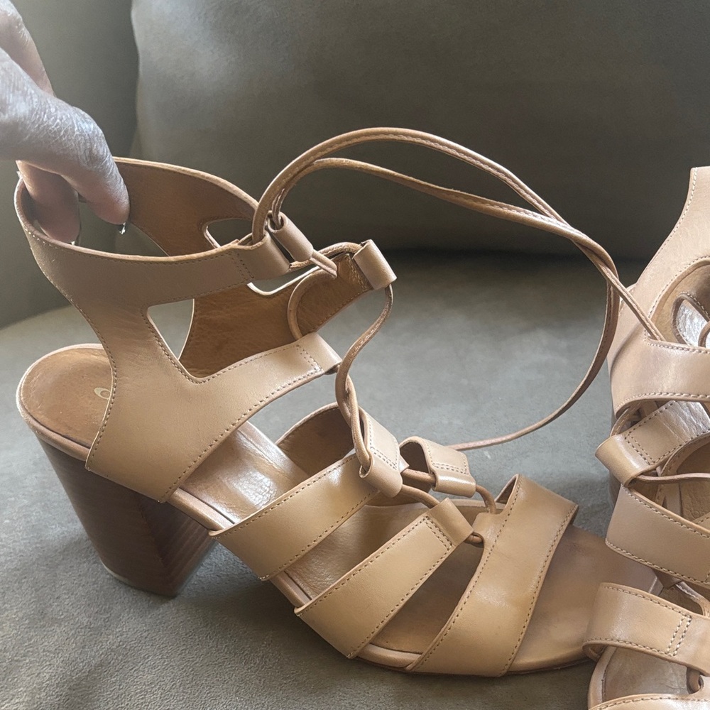Coach Tan Strappy Block Heels